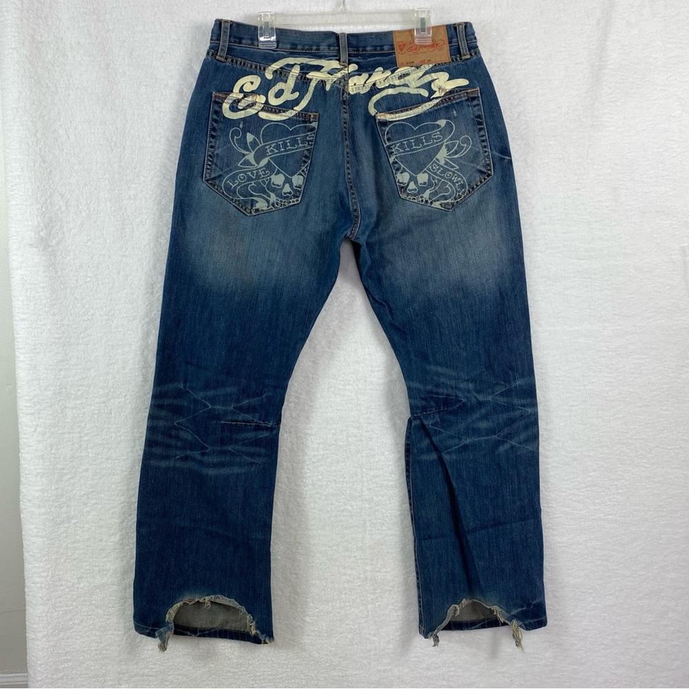 Ed Hardy Vintage blue jeans "love kills" size 36x34